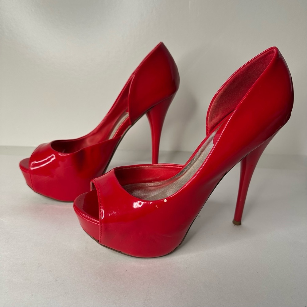Elegant Red Peep-Toe Heels